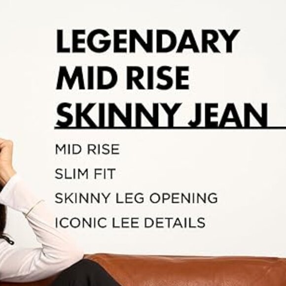 LEE Women's Legendary Mid Rise Skinny Jean Sz 16 Short  Dark Strides - Picture 9 of 12